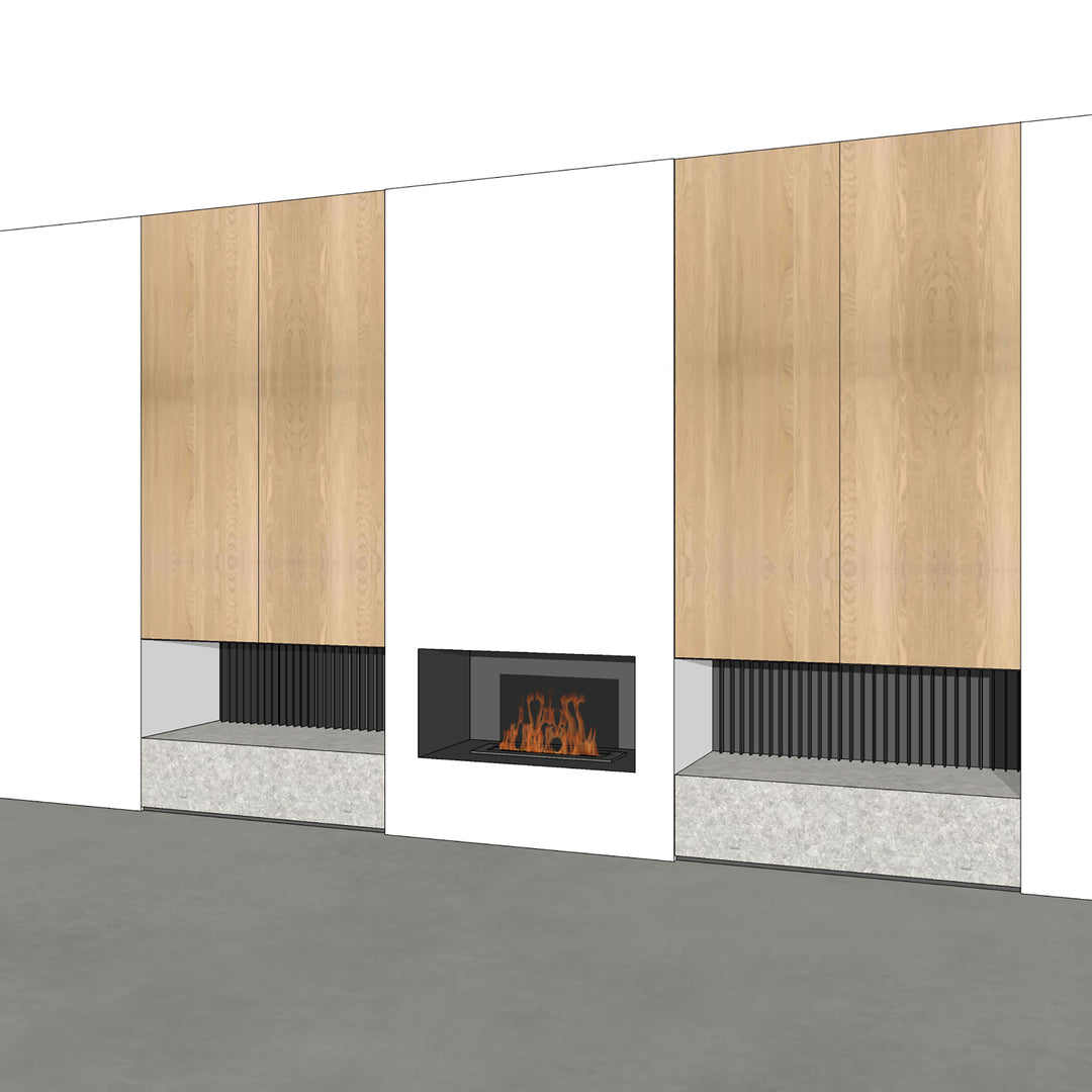 Houtmerk - Kast Fumo 01 - Hoge kastenwand voor haard Kastcombinatie Houtmerk