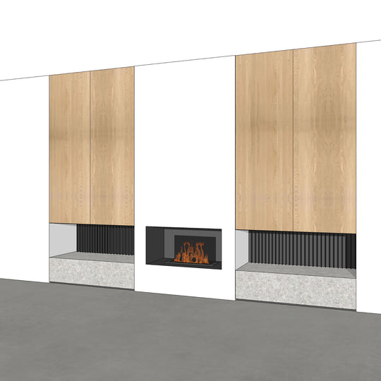 Houtmerk - Kast Fumo 01 - Hoge kastenwand voor haard Kastcombinatie Houtmerk