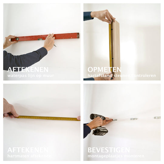 Houtmerk - Houten Wandplank blinde bevestiging - Massief noten Wandplanken Houtmerk