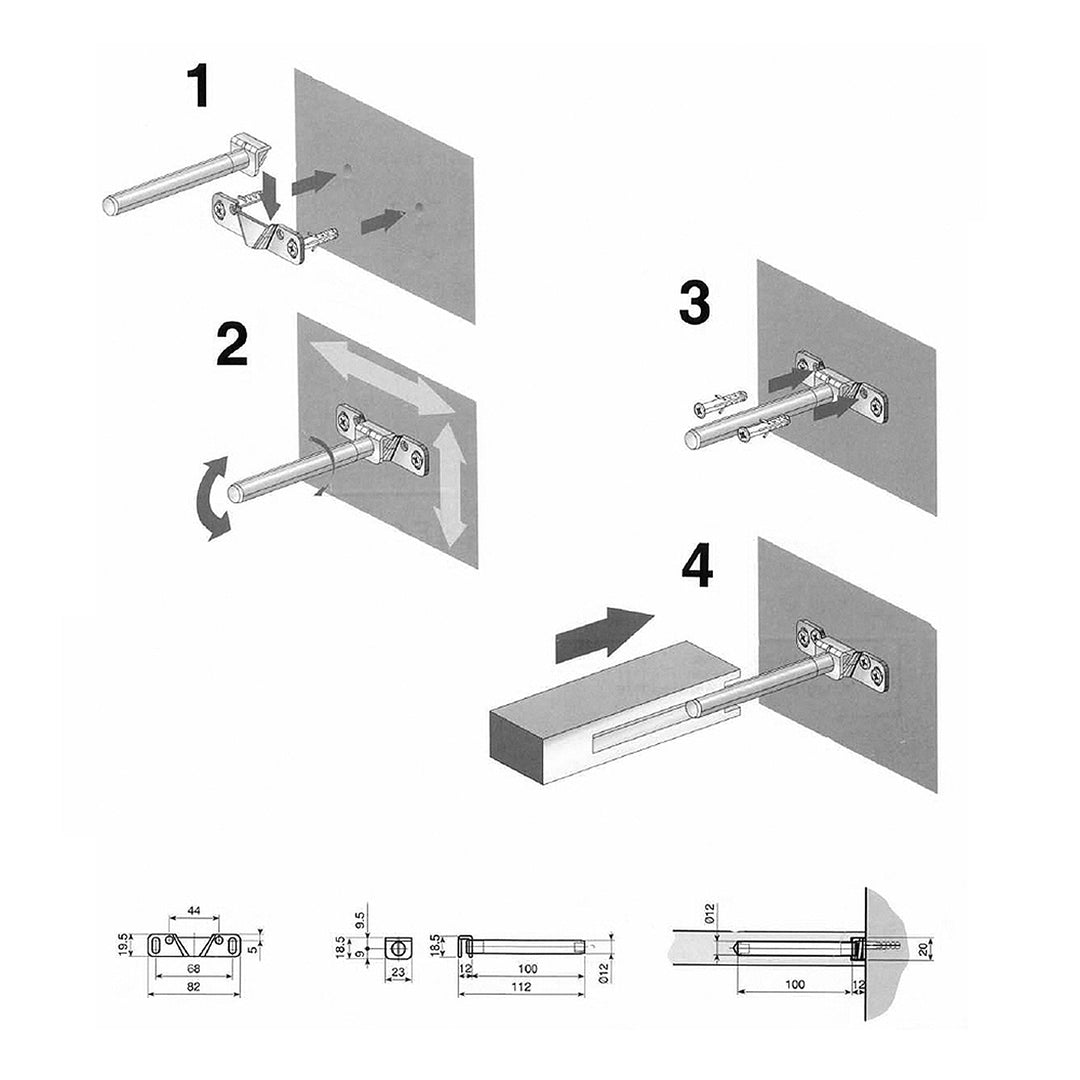 Houtmerk - Houten Wandplank blinde bevestiging - Massief noten Wandplanken Houtmerk