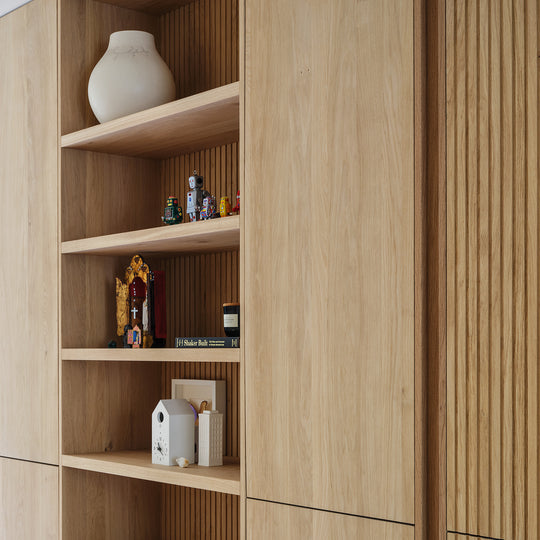 Houtmerk - Kast Lusso 04 - Hoge kast met houten Spatio vak Kastcombinatie Houtmerk
