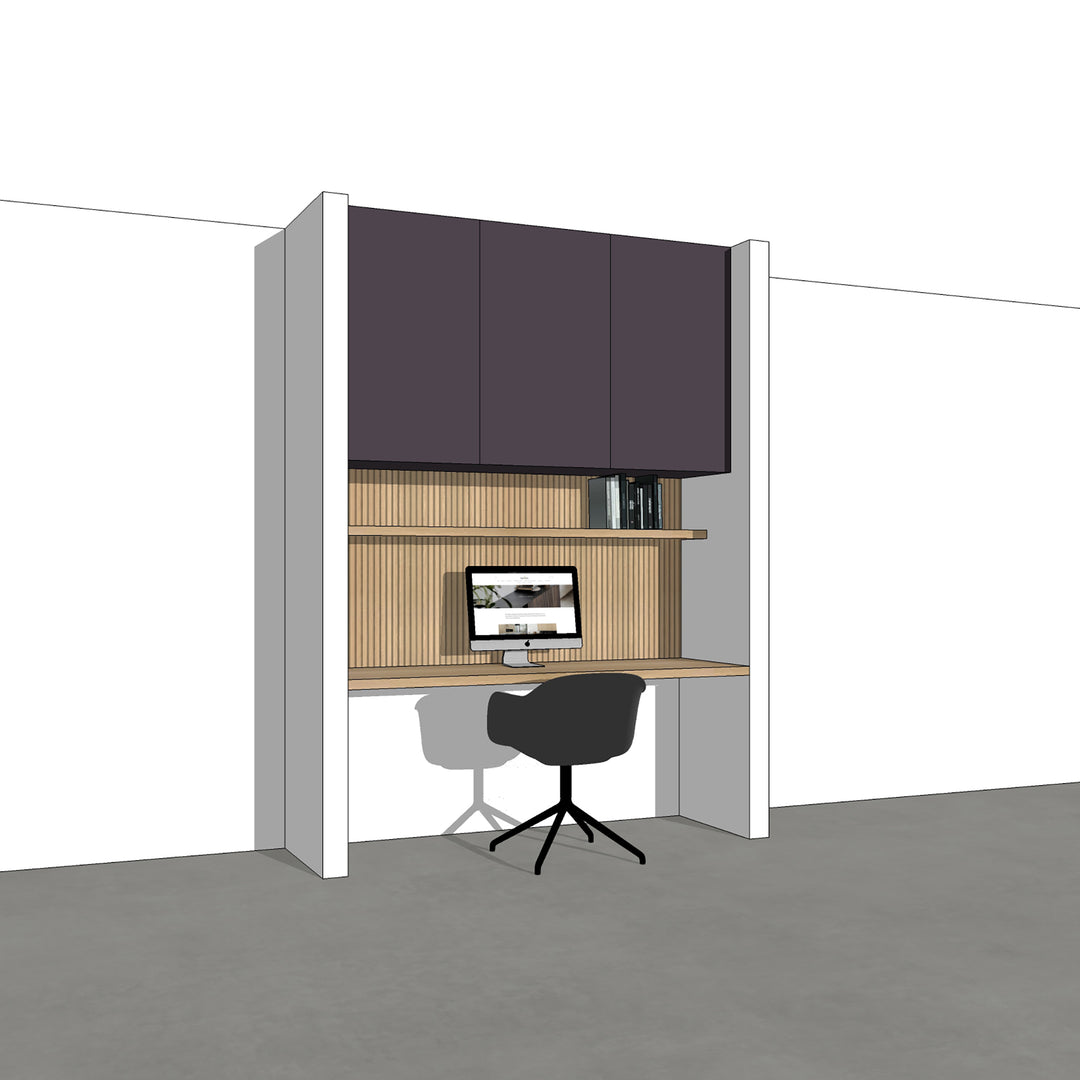 Houtmerk - Kast Flex 02 - Bovenkasten met bureaublad en achterwand Kastcombinatie Houtmerk