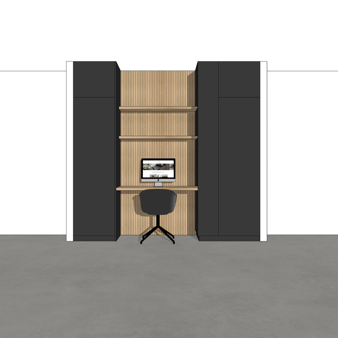 Houtmerk - Kast Flex 05 - Hoge kast met bureaublad en achterwand Kastcombinatie Houtmerk