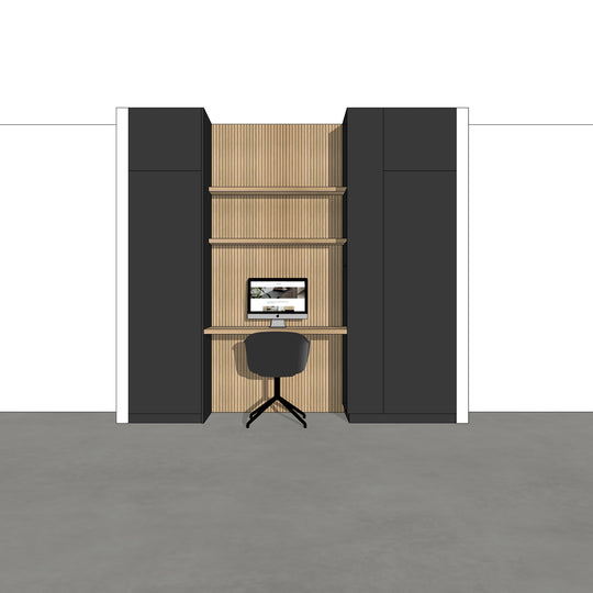 Houtmerk - Kast Flex 05 - Hoge kast met bureaublad en achterwand Kastcombinatie Houtmerk