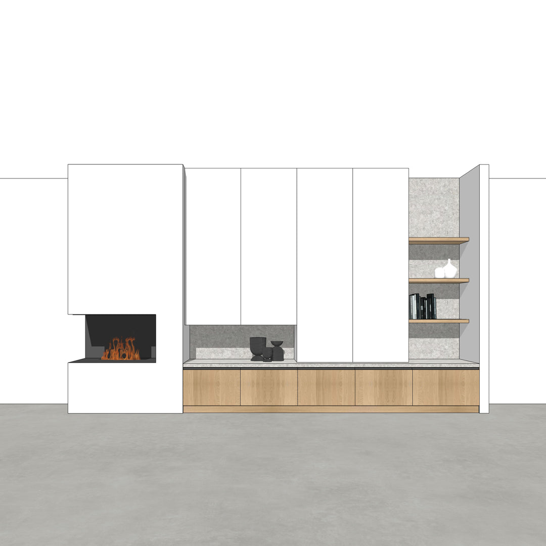 Houtmerk - Kast Forno 04 - Ladekast voor haard Kastcombinatie Houtmerk