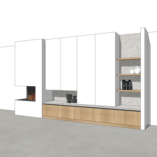 Houtmerk - Kast Forno 04 - Ladekast voor haard Kastcombinatie Houtmerk