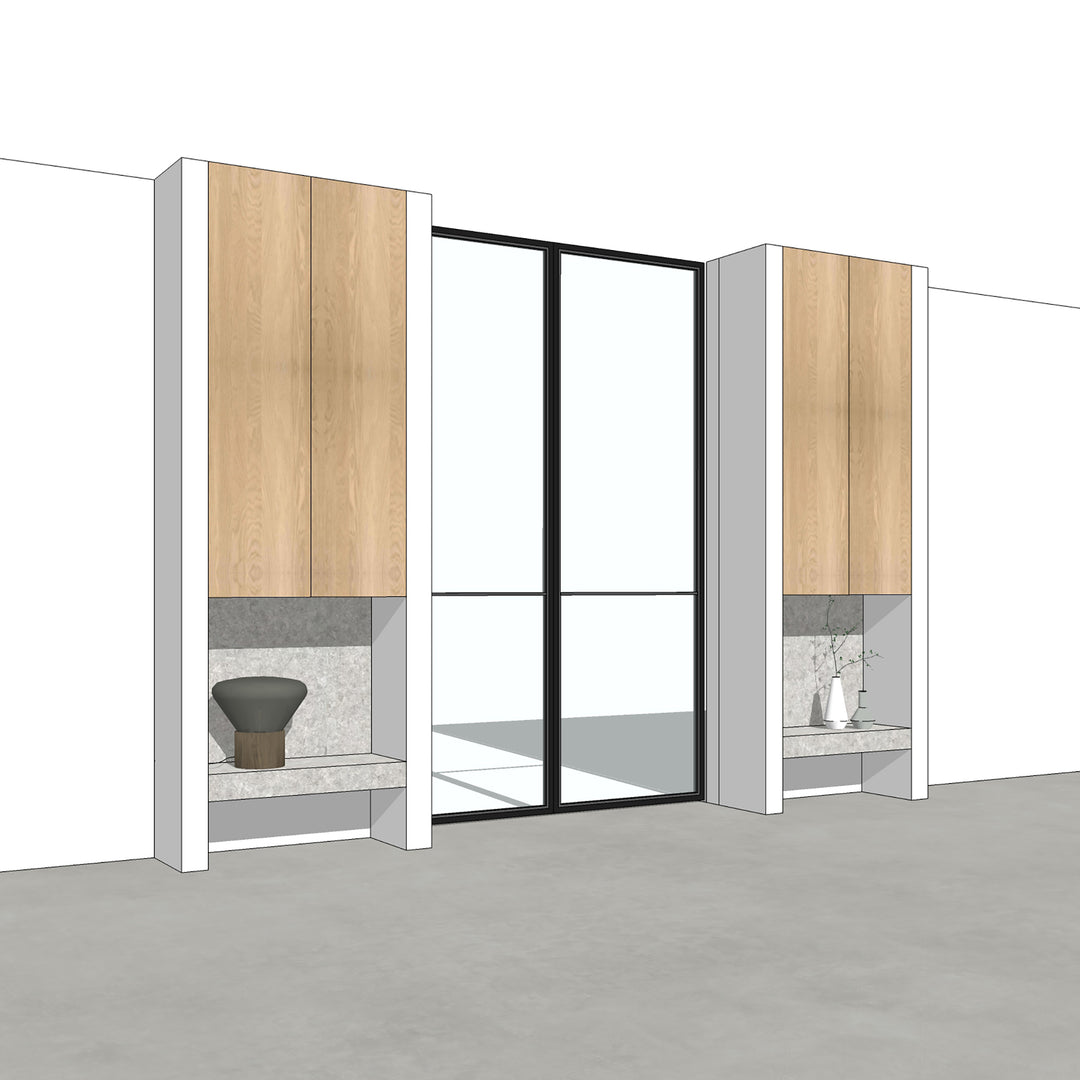 Houtmerk - En Suite Kast Porta 04 - Kast met stalen schuifdeuren Kastcombinatie Houtmerk