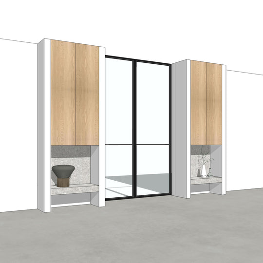 Houtmerk - En Suite Kast Porta 04 - Kast met stalen schuifdeuren Kastcombinatie Houtmerk