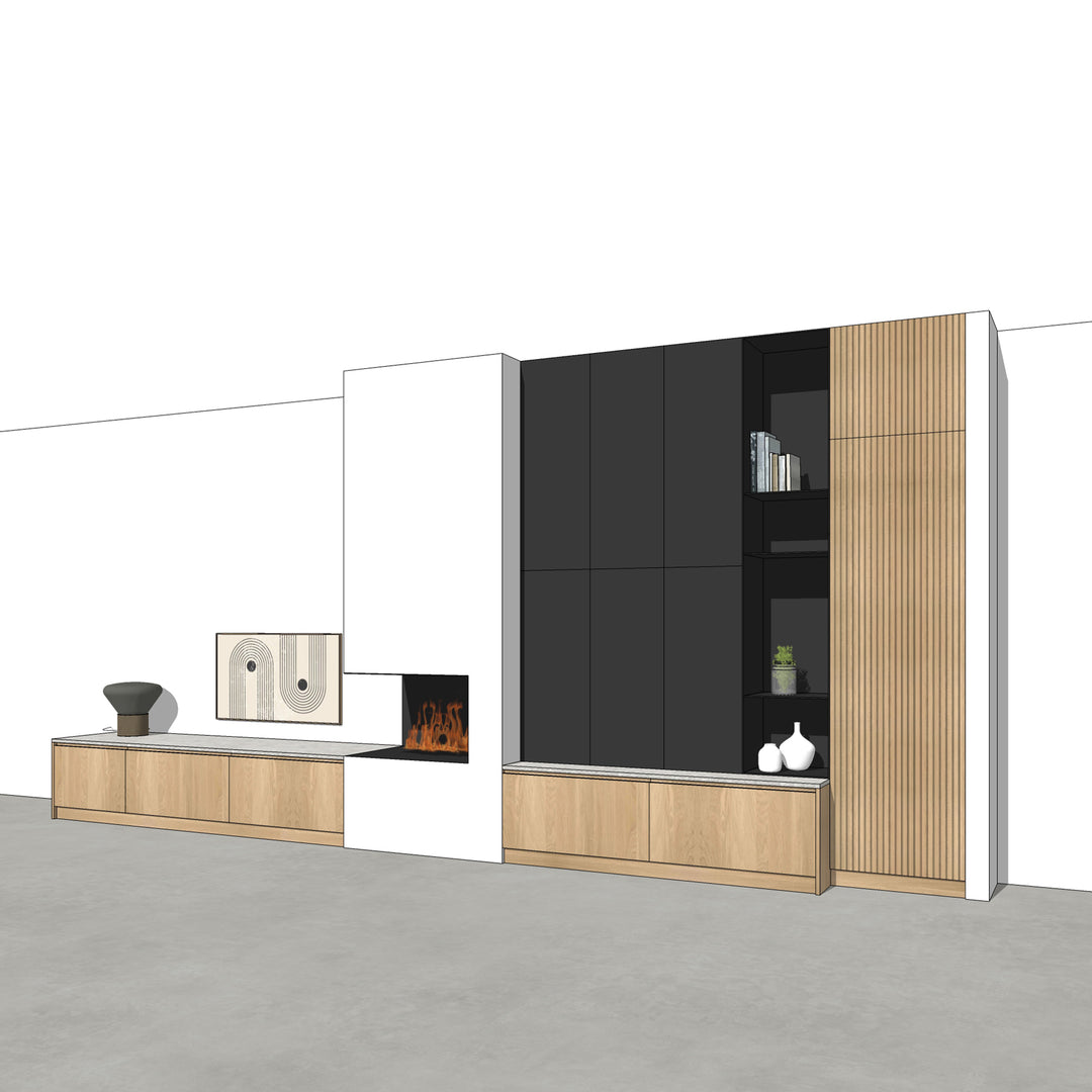 Houtmerk - Kast Forno 05 - Ladekast voor haard Kastcombinatie Houtmerk