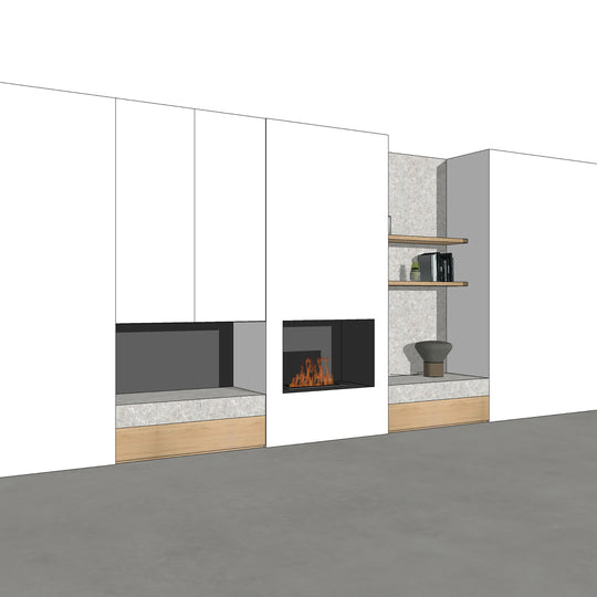 Houtmerk - Kast Fumo 02 - Hoge kastenwand voor haard Kastcombinatie Houtmerk