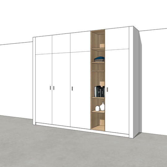 Houtmerk - Kast Lusso 01 - Hoge kast met houten Spatio vak Kastcombinatie Houtmerk