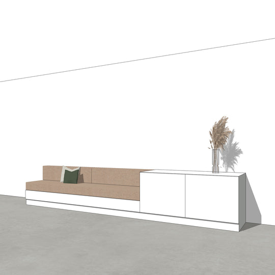 Houtmerk - Zitbank Villa 02 - Zitelement met lades of deuren Kastcombinatie Houtmerk