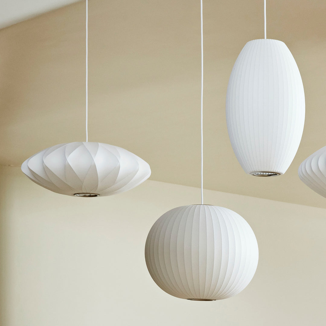 Nelson Bubble hanglampen, gesponnen polymeer geeft diffuus, sfeervol licht in keuken of woonkamer