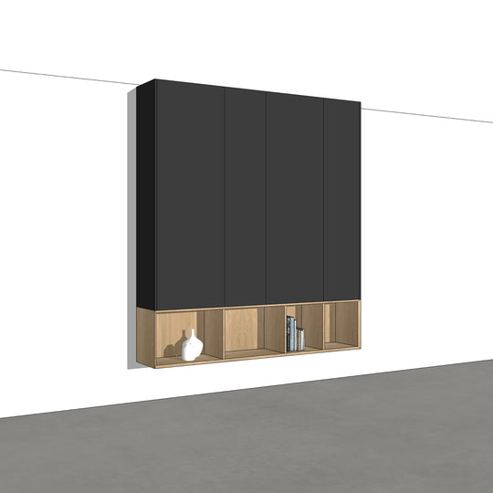 Houtmerk - Kast Vero 01 - Zwevende wandkast met open vak Kastcombinatie Houtmerk