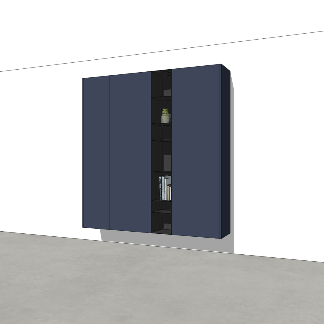 Houtmerk - Kast Vario 02 - Hoge kast met stalen Plato vak Kastcombinatie Houtmerk