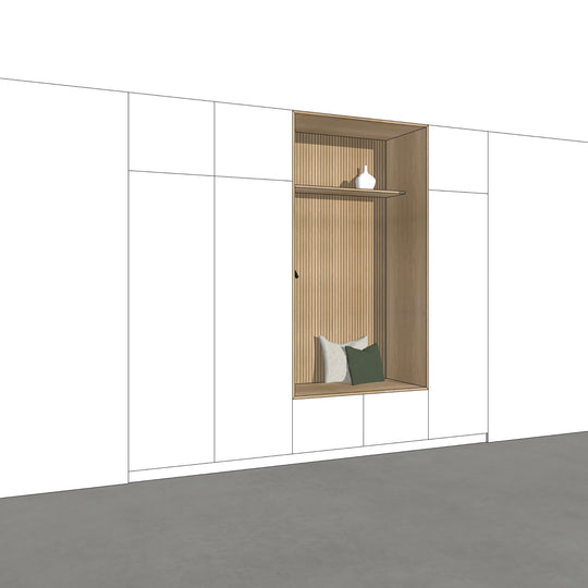 Houtmerk - Kast Buco 01 - Hoge kast met nis en zitelement Kastcombinatie Houtmerk