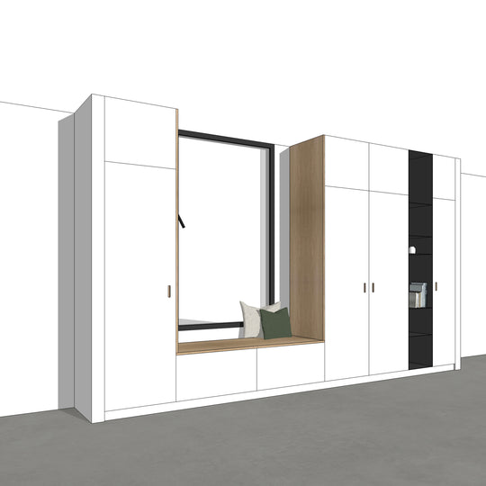 Houtmerk - Kast Buco 03 - Hoge kast met nis en zitelement Kastcombinatie Houtmerk