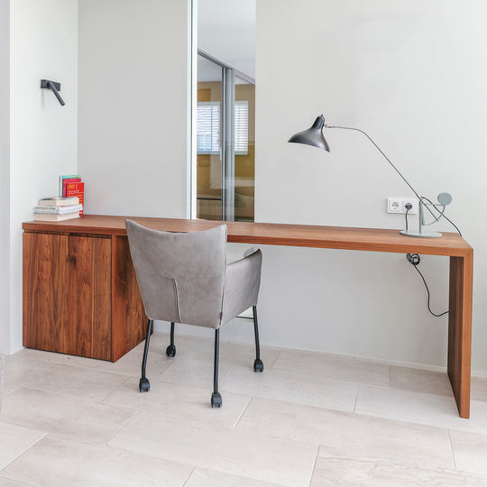 Houtmerk - Kast Serenity 01 - Hoge kast met bureaublad en afgeronde onderkast Kastcombinatie Houtmerk
