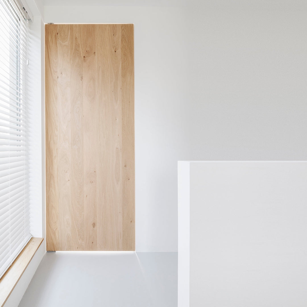 Houtmerk - Maatwerk houten Taatsdeur zonder kozijn - Eiken kaders Deuren Houtmerk