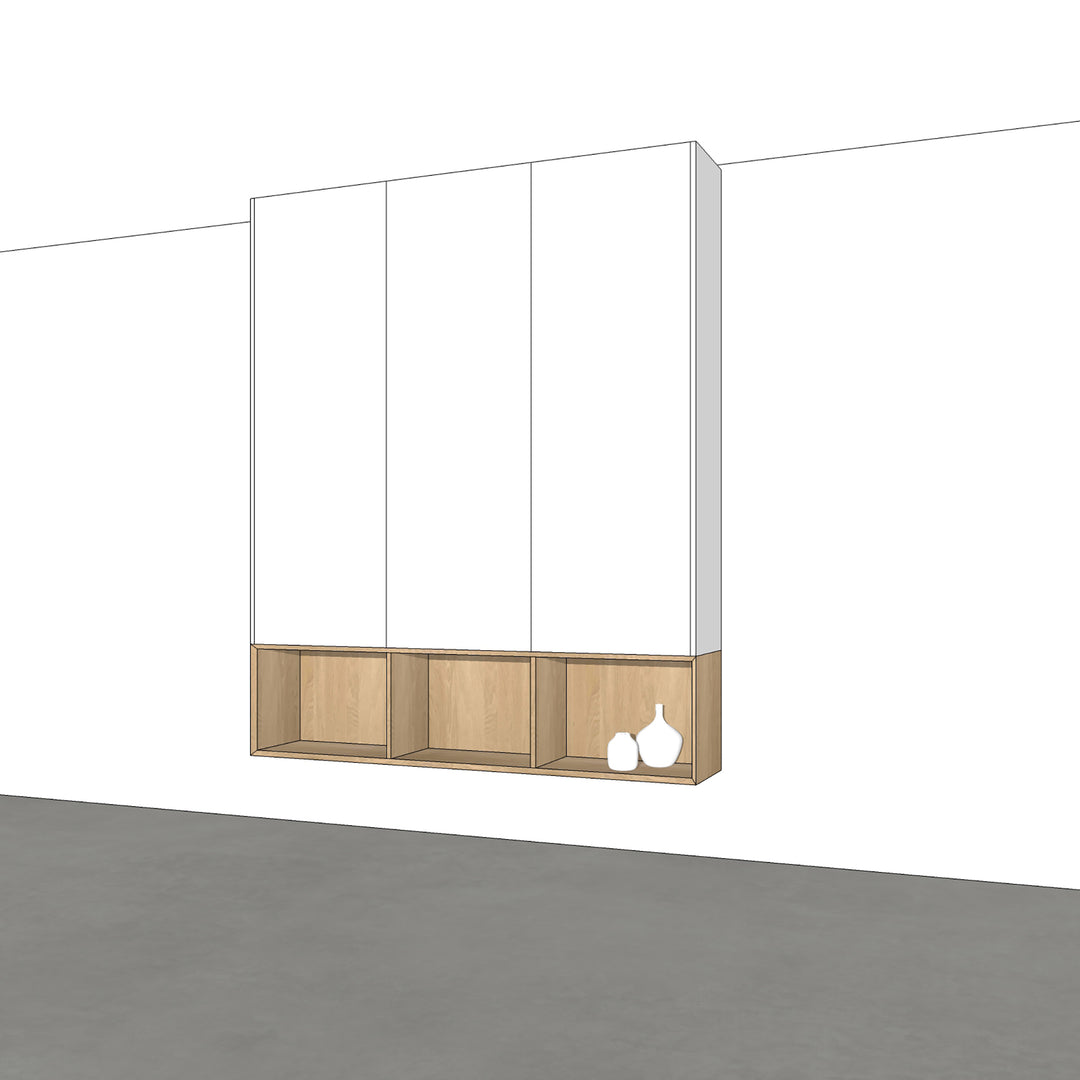 Houtmerk - Kast Vero 03 - Zwevende wandkast met open vak Kastcombinatie Houtmerk