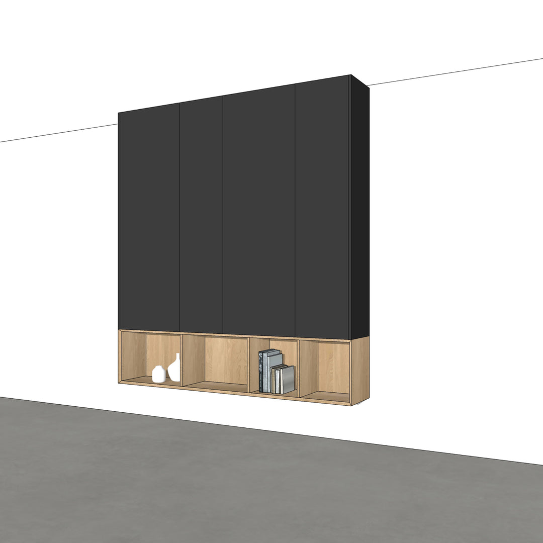 Houtmerk - Kast Vero 01 - Zwevende wandkast met open vak Kastcombinatie Houtmerk