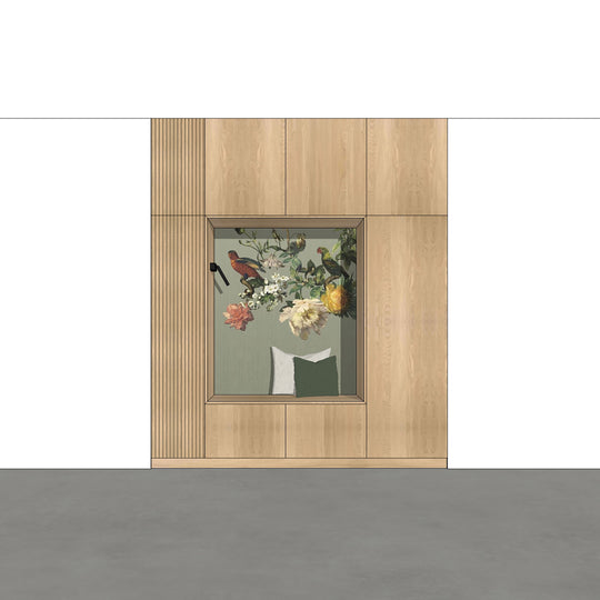 Houtmerk - Kast Buco 02 - Hoge kast met nis en zitelement Kastcombinatie Houtmerk