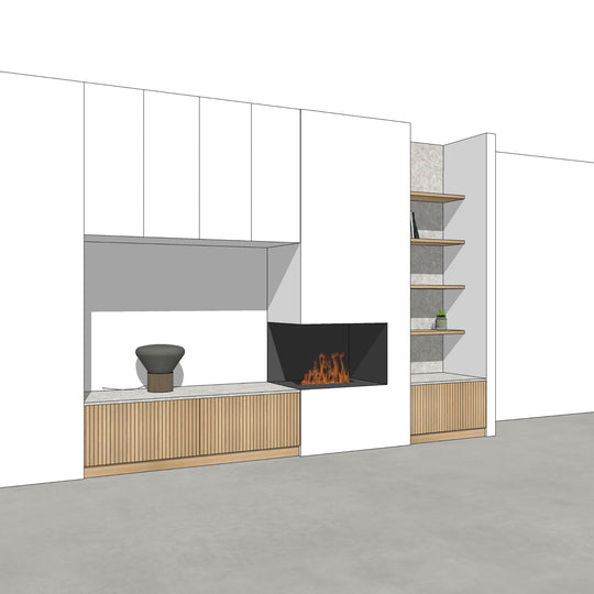 Houtmerk - Kast Forno 03 - Ladekast voor haard Kastcombinatie Houtmerk