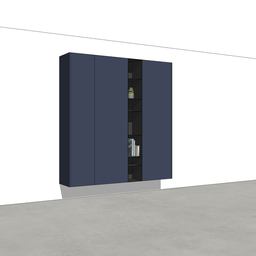 Houtmerk - Kast Vario 02 - Hoge kast met stalen Plato vak Kastcombinatie Houtmerk