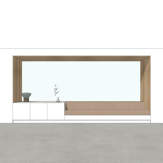 Houtmerk - Zitbank Villa 03 - Zitelement met lades of deuren Kastcombinatie Houtmerk