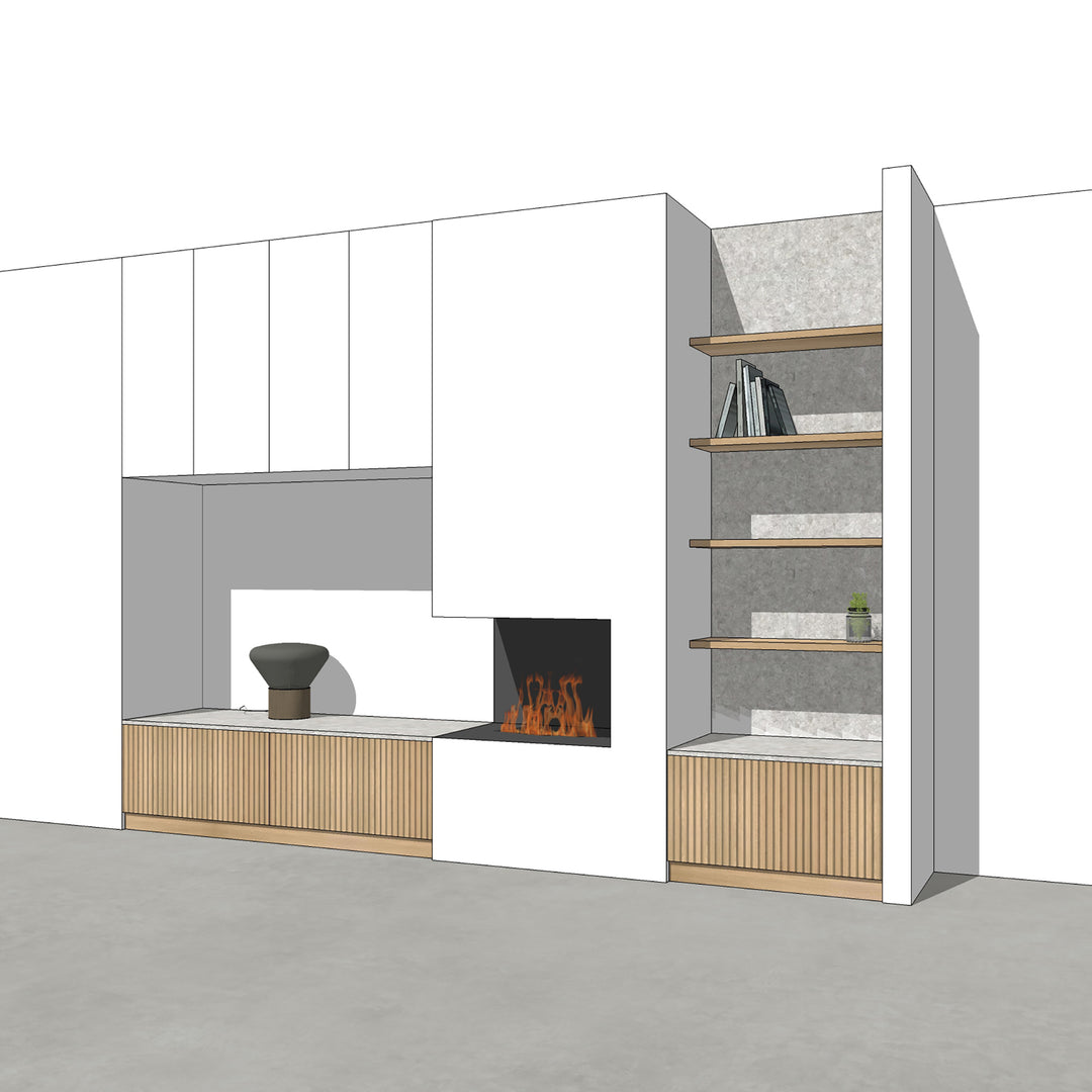 Houtmerk - Kast Forno 03 - Ladekast voor haard Kastcombinatie Houtmerk