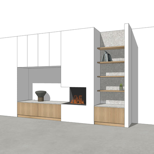 Houtmerk - Kast Forno 03 - Ladekast voor haard Kastcombinatie Houtmerk