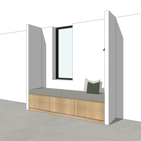 Houtmerk - Zitbank Villa 01 - Zitelement met lades of deuren Kastcombinatie Houtmerk