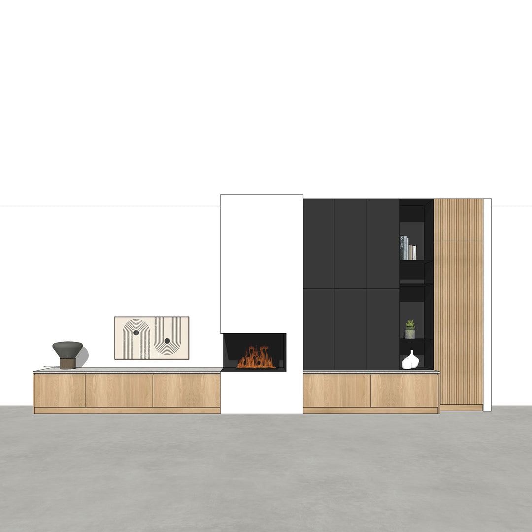 Houtmerk - Kast Forno 05 - Ladekast voor haard Kastcombinatie Houtmerk