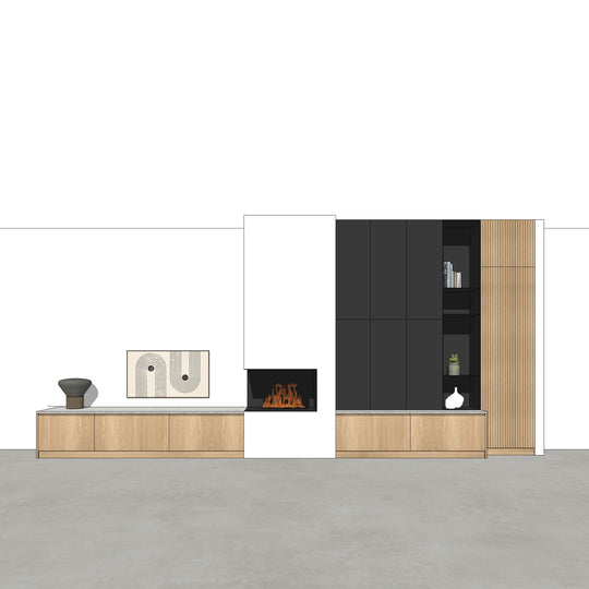Houtmerk - Kast Forno 05 - Ladekast voor haard Kastcombinatie Houtmerk