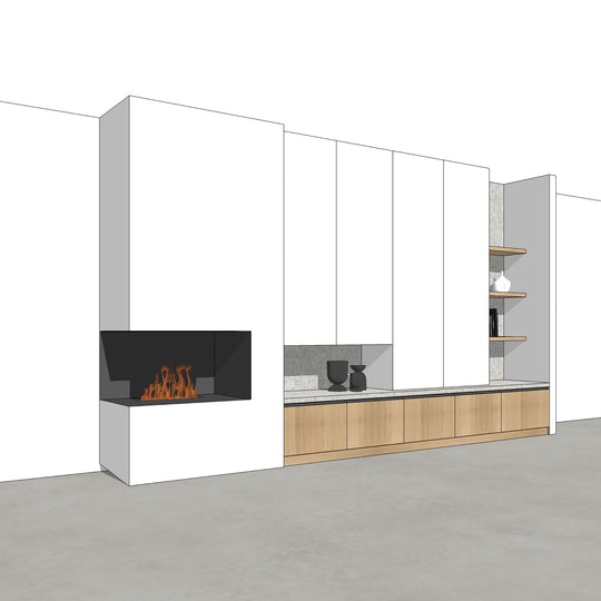 Houtmerk - Kast Forno 04 - Ladekast voor haard Kastcombinatie Houtmerk