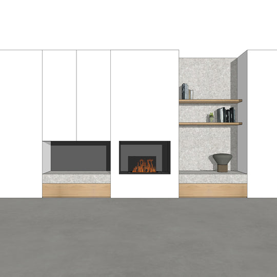 Houtmerk - Kast Fumo 02 - Hoge kastenwand voor haard Kastcombinatie Houtmerk