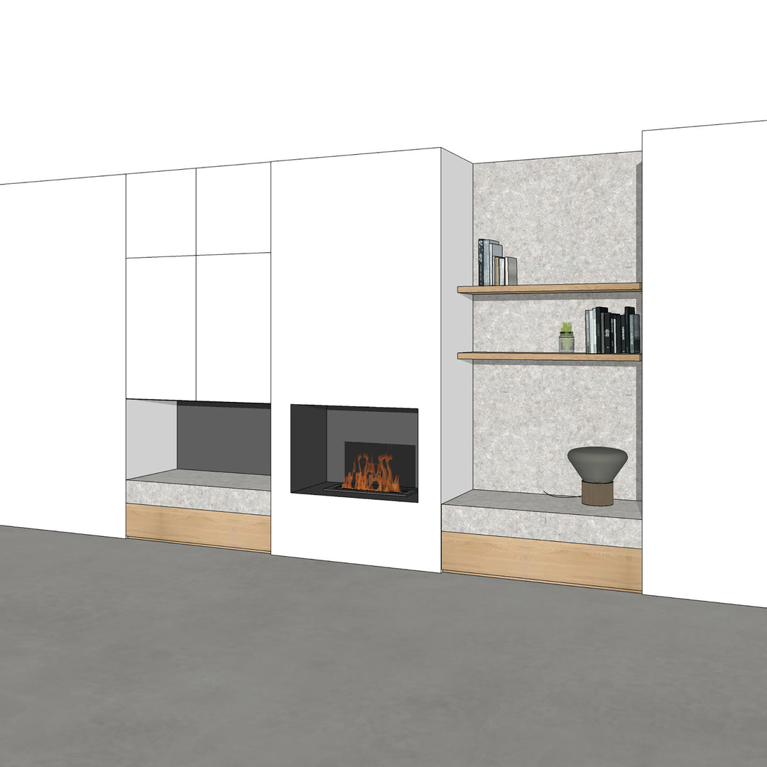 Houtmerk - Kast Fumo 02 - Hoge kastenwand voor haard Kastcombinatie Houtmerk