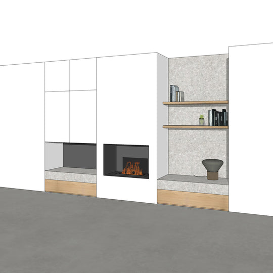 Houtmerk - Kast Fumo 02 - Hoge kastenwand voor haard Kastcombinatie Houtmerk