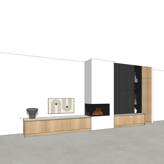 Houtmerk - Kast Forno 05 - Ladekast voor haard Kastcombinatie Houtmerk