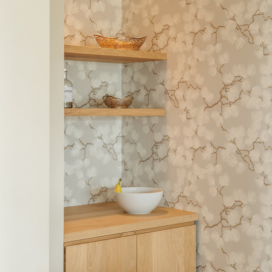 Houtmerk Domus® - Lage ladekast met wandplanken - Massief hout maatwerk Kasten Houtmerk