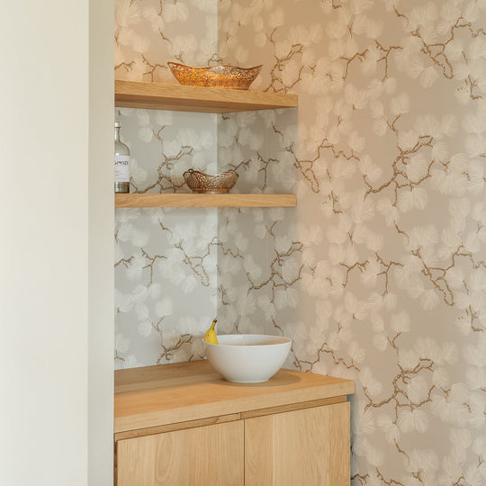 Houtmerk Domus® - Lage ladekast met wandplanken - Massief hout maatwerk Kasten Houtmerk