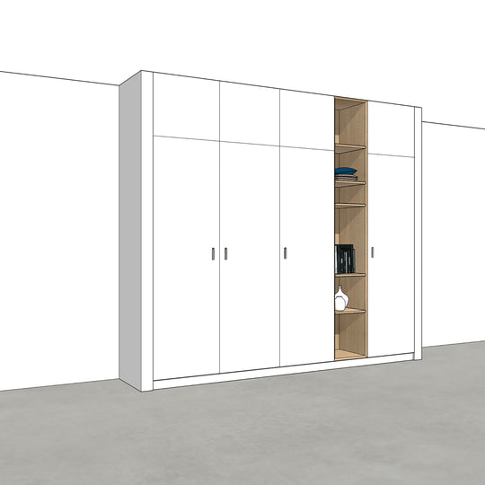 Houtmerk - Kast Lusso 01 - Hoge kast met houten Spatio vak Kastcombinatie Houtmerk
