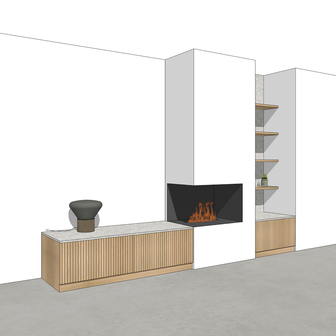 Houtmerk - Kast Forno 01 - Ladekast voor haard Kastcombinatie Houtmerk