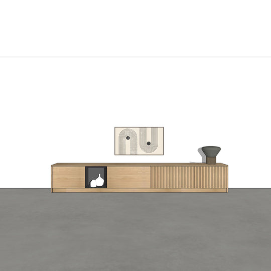 Houtmerk - Kast Duet 03 - Zitkast met lades Kastcombinatie Houtmerk