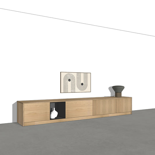 Houtmerk - Kast Duet 03 - Zitkast met lades Kastcombinatie Houtmerk