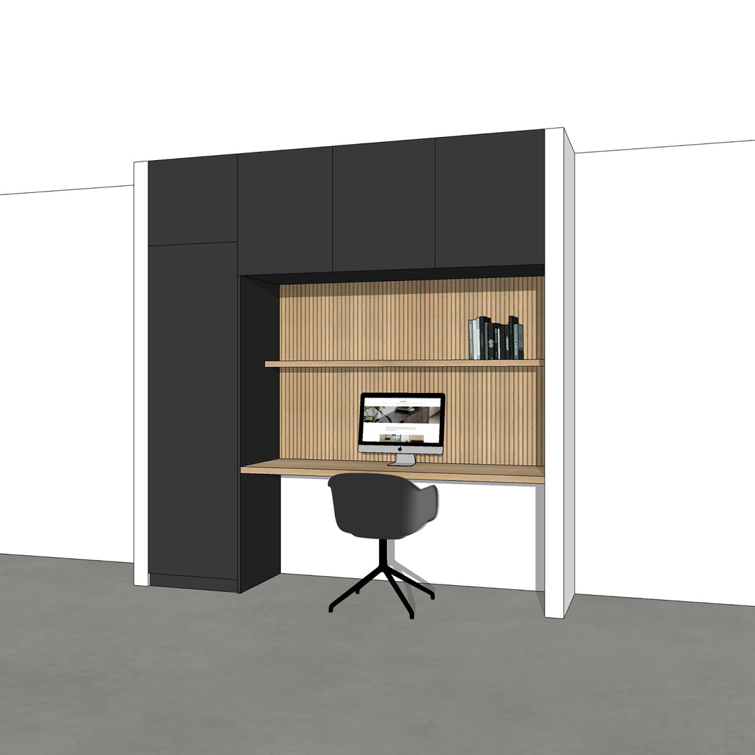 Houtmerk - Kast Flex 03 - Hoge kast met bureaublad en achterwand Kastcombinatie Houtmerk