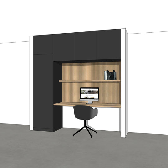 Houtmerk - Kast Flex 03 - Hoge kast met bureaublad en achterwand Kastcombinatie Houtmerk