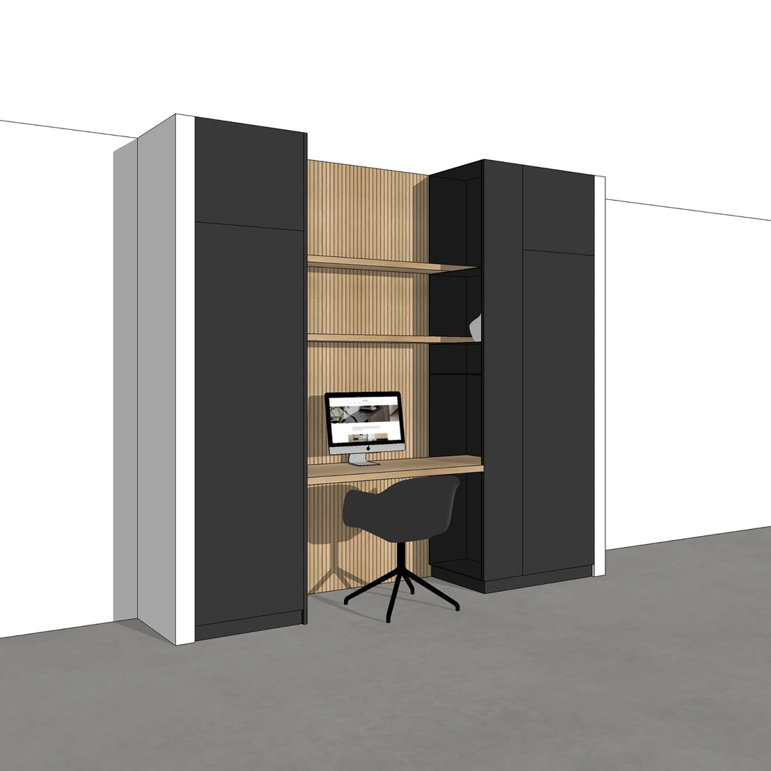 Houtmerk - Kast Flex 05 - Hoge kast met bureaublad en achterwand Kastcombinatie Houtmerk