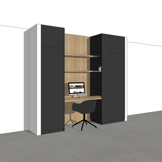 Houtmerk - Kast Flex 05 - Hoge kast met bureaublad en achterwand Kastcombinatie Houtmerk