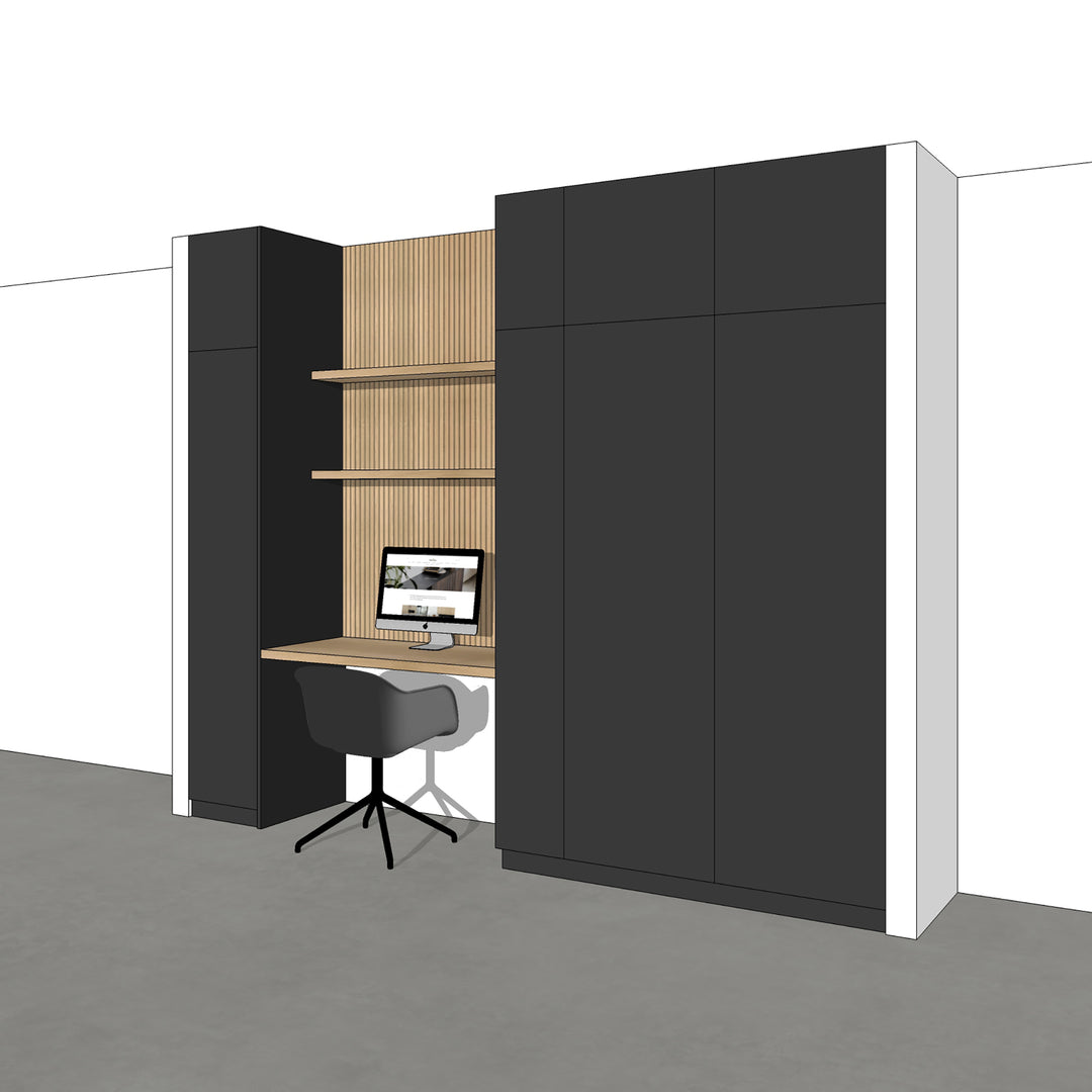 Houtmerk - Kast Flex 06 - Hoge kast met bureaublad en achterwand Kastcombinatie Houtmerk